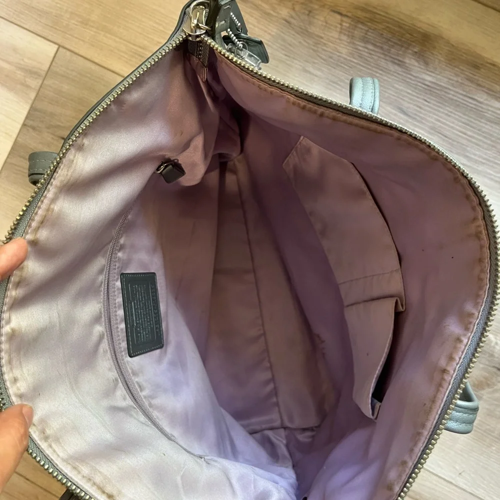 Coach Gray Metallic Laura Signature #18335 Leather Bag
